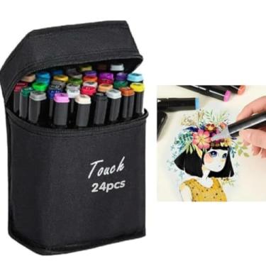 Imagem de Conjunto de Marcadores Artísticos Touch, 24 Peças, Ponta Dupla, com Estojopara Estudantes Adultos Artistas Desenho Colorir Desenho