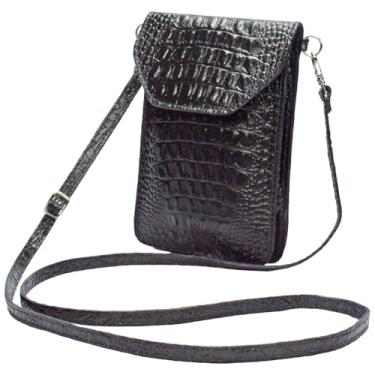 Imagem de Bolsa Feminina Transversal Pequena Porta Celular Couro Legítimo MDXB307 (Preta)