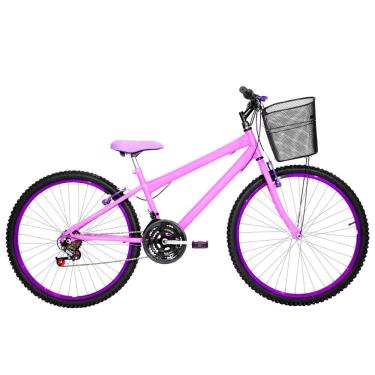 Imagem de Bicicleta Feminina Aro 26 Rbx Alumínio Colorido 18 Marchas Cor Rosa E Violeta