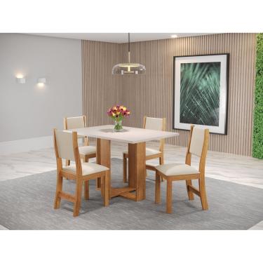 Imagem de Conjunto Sala De Jantar Mesa Romantic Com 4 Cadeiras Sol Viero Mel/Blonde/Bege