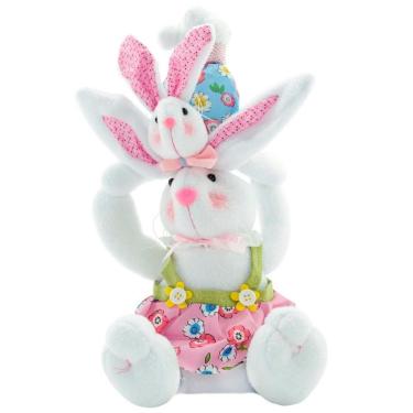 Imagem de Decoração De Páscoa Família De Coelhos Artesanal 35cm