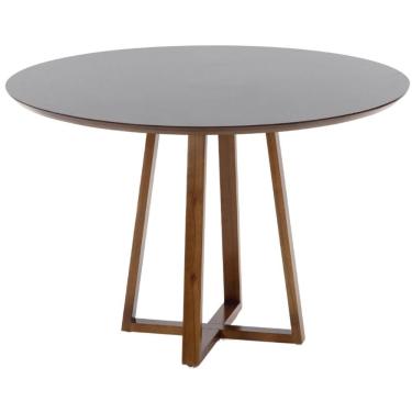 Imagem de Mesa De Jantar Redonda Lara Premium 120cm Em Madeira Maciça E Mdf - Preto