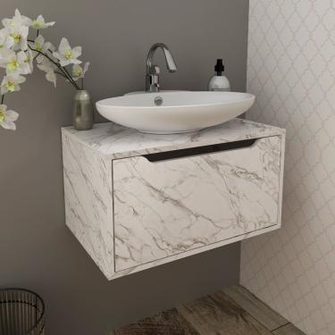 Imagem de Gabinete Para Banheiro Com 1 Porta 60cm Bn3646 Mármore Branco