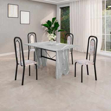 Imagem de Conjunto Sala de Jantar com 4 Cadeiras Lara Bege / Preto / Granito