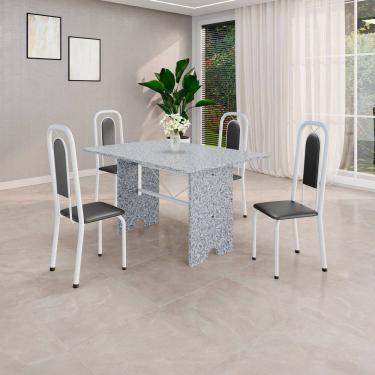Imagem de Conjunto Sala de Jantar com 4 Cadeiras Lara Preto / Branco