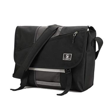 Imagem de Bolsa carteiro para laptop Oiwas para adolescentes bolsa tiracolo ombro a ombro 35,56 cm grande bolsa escolar trabalho masculino feminino preto