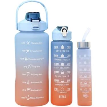 Imagem de Kit 3 Garrafa Água Squeeze Motivacional 2l 900ml 500ml Garrafa 3 em 1 Colorida Tie Dye Que Está Conquistando o Brasil (cores sortidas)