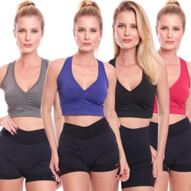 Imagem de Kit 4 Top Feminino Academia Treino Alta Sustentação Fitness - Brás e C
