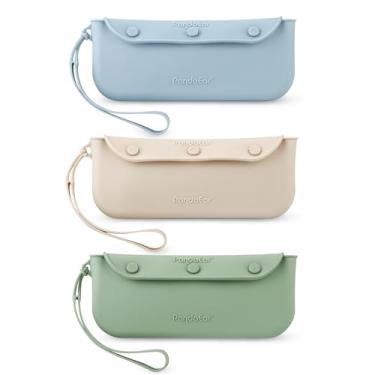 Imagem de PandaEar Pacote Com 3 Bolsas Porta-Talheres De Silicone Para Bebês, Caixa Organizadora Talheres Portátil Reutilizável Armazenamento Utensílios Mesa Crianças Pequenas, Colher, Garfo, Hashi