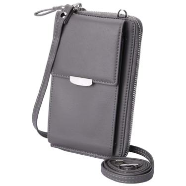 Imagem de Kukoo Bolsa pequena transversal para celular, carteira com compartimentos para cartões de crédito para mulheres, A- Grey Zipper Upgraded Version, one_size