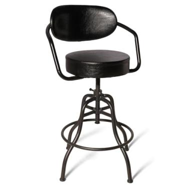 Imagem de BOKKOLIK Cadeira de escritório industrial com encosto 55-65 cm de altura ajustável vintage banco de bar com assento giratório de poliuretano cadeira de desenho rústica para bancada de trabalho e mesa