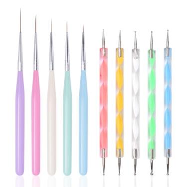 Imagem de siyuwuro Kit De Pincéis Para Nail Art Com 10 Peças, Canetas Pontilhadoras Ponta Dupla, Delineador Fino Esmalte Em Gel Uv, Unhas Acrílicas, Tamanhos, Ferramenta Desenho E Design