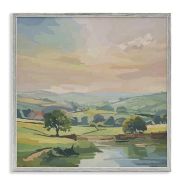 Imagem de Stupell Industries Paisagem campestre do meio-oeste cinza emoldurado giclée design de arte por Amelia Noyes, 17 x 17