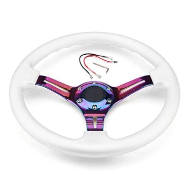 Imagem de YEHICY Volante Esportivo Para Carro Com Raios Arco-Íris, Clássico, Branco, Corrida, Ajuste E Simulação, Jogo De Pc, Barco
