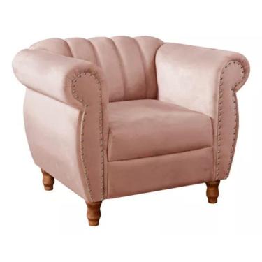 Imagem de Poltrona Chesterfield Realeza Vintage Retrô Veludo Rosê