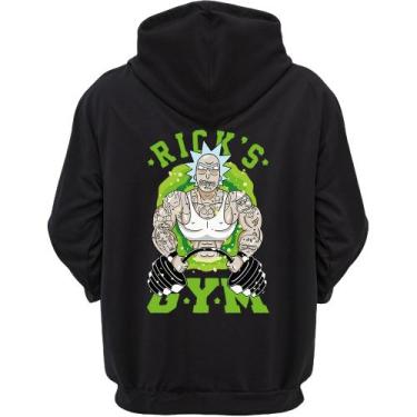 Imagem de Casaco de frio moletom estampado Ricks Gym blusa capuz canguru - JK, P