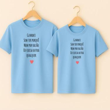 Imagem de Camiseta Algodão Unissex Casal Estampa Guardei Sem Ter Porquê Música r