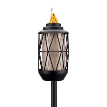 Imagem de TIKI BiteFighter Tocha de metal de arame de 163 cm – Iluminação decorativa externa repelente de mosquitos para pátio, gramado, quintal e jardim | Bronze moderno e preto | Inclui pavio e snuffer de