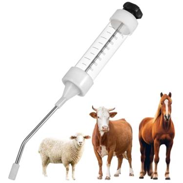 Imagem de yeesport Pistola de alimentação de metal veterinária grande ajustável de 500 ml, seringa de dosagem grande, seringa de cabra reutilizável
