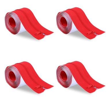 Imagem de MAQUITA 4 Rolos De Fita Zíper Resistente Para Barreiras Contra Poeira, 7 Pés X 3 Polegadas, Proteção Portas Estufas, Contenção, Salas Cultivo, Zonas Reparo, Canteiros Obras (Vermelho)