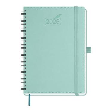 Imagem de BEZEND Agenda 2026 semanal e mensal (espiral de 15,2 cm x 21,6 cm) com horários e abas de hora em hora (janeiro a dezembro), notas e despesas, suporte para caneta, bolso interno, capa macia de couro