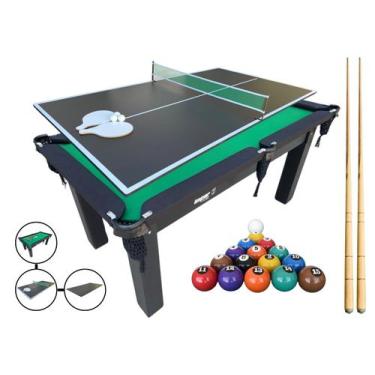 Imagem de Mesa 3 em 1 Sinuca/Bilhar com Tampo Jantar e Ping Pong + Kit - Impar S
