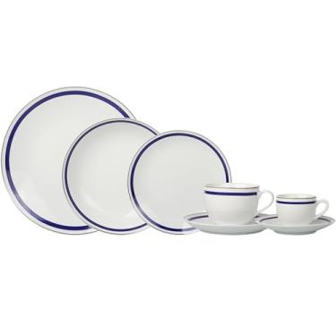 Imagem de Aparelho de Jantar em Porcelana Silver Rim 42 Peças Azul L Hermitage - Full Fit