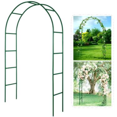Imagem de LeJoy Garden Pérgola De Metal, 2,25 M Largura X 1,95 Altura Ou 1,45 2,35 Altura, Montagem Livre, 2 Tamanhos, Para Várias Plantas Trepadeiras, Arco Jardim Casamento, Decoração Festa Noiva, Larga