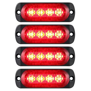 Imagem de Pacote com 4 luzes indicadoras de reboque de LED vermelho com invólucro de alumínio, iluminação de montagem de superfície à prova d'água AT-HAIHAN DOT para caminhão trator motocicleta Van RV