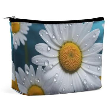 Imagem de RTFNGLS Margaridas Flores Bolsa de Maquiagem Portátil de Viagem Bolsa de Maquiagem Bolsa de Maquiagem Portátil Bolsa de Maquiagem Grande Capacidade Bolsa de Maquiagem de Viagem Organizar