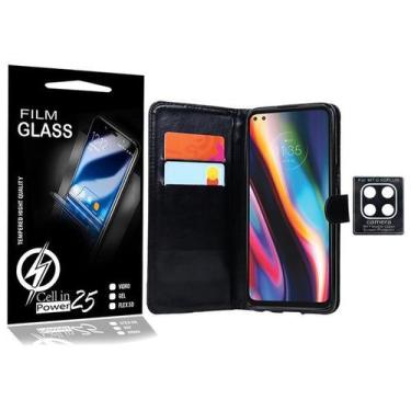 Imagem de Capa Carteira + Pelicula De Camera Moto G 5G Plus 6.7 XT2075 - Cell In