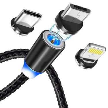 Imagem de Carregador Magnético 3 em 1 - IOS, Type C Micro USB + Fonte