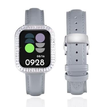 Imagem de BINLUN Pulseira de couro feminina de couro compatível com Apple Watch séries 10/9/8/7/SE2/SE/6/5/40 mm de 46 mm, 45 mm, 44 mm, 42 mm, 41 mm e 40 mm (42 mm, cinza-transparente)
