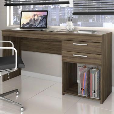 Imagem de Mesa para Escritório Home 2 Gavetas Nogal Trend - Pnr Móveis, Marrom E