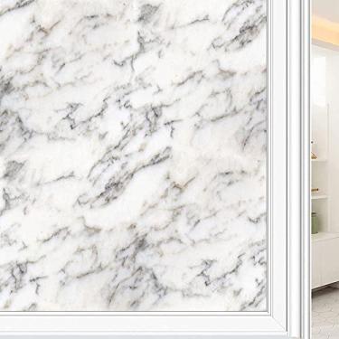 Imagem de Película de janela de privacidade de mármore, textura de estilo mármore, filme de vidro para sala de estar e escritório em casa, L90 x C 190 cm