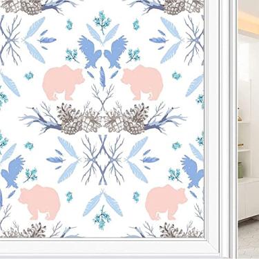 Imagem de Película de janela de privacidade de flores, textura de estilo floral, filme de vidro para sala de estar e escritório em casa, L90 x C 190 cm