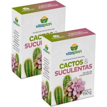 Imagem de Kit 2x Adubo Fertilizante Mineral p/ Cactos e Suculentas c/ 150g VITAP