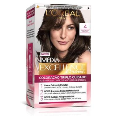 Imagem de Kit Tintura Imédia Excellence L'Oréal Castanho Natural 4 - IMEDIA
