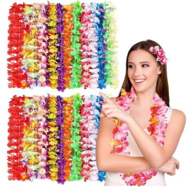 Imagem de FeelfunFeather 10 peças Leis para festa de Luau - Colorida havaiana Leis a granel flor tropical Lais Havaí decoração para verão praia decoração de piscina suprimentos favoritos