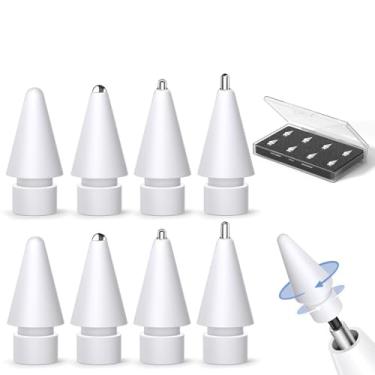 Imagem de Inesore Pacote com 8 acessórios de substituição para pontas de lápis Apple, compatível com Apple Pencil Pro/2ª geração/1ª geração/USB C, ponta de iPencil para iPad Pro/Air/Mini, para escrita de