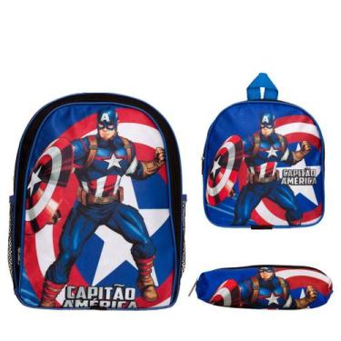 Imagem de Mochila Infantil Masculina Capitão América com Lancheira - TOYS 2U