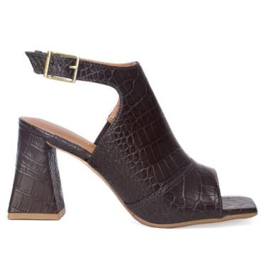 Imagem de Sandália Feminina Vizzano Napa Croco Dubai Marrom, Marrom, 37