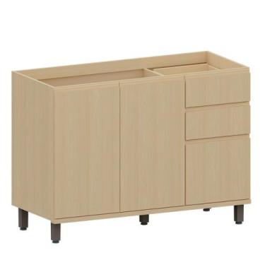 Imagem de Balcão de Pia para Cozinha 120 cm 3 Portas 2 Gavetas Aurora - Luciane,