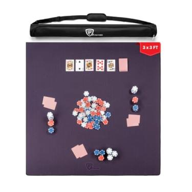 Imagem de Feltectors Board Game Mat for 36 x 36 in Tables, Mahjong Mat with Carrying Bag, Neoprene Playmat, Table Cover for Board Games, Tile, Poker, RPG and Dominoes (Burgundy)