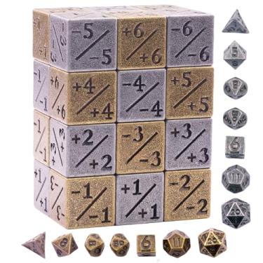 Imagem de ALOBGHDC Metal MTG Dice Counters -1/+1 MTG Life Counter Buff Status Tokens 6 Sided Dice Set Plus 14 PCS mini Metal DND Dices Sets for Magic:MTG TCG Dungeons and Dragon Compatible Tabletop Cards Games