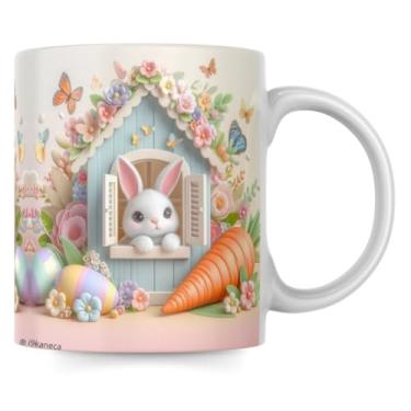 Imagem de Caneca Páscoa Efeito 3D Casinha Coelho Cenoura Chocolate - 325ml (4)