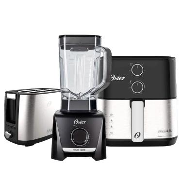 Imagem de Kit Black Inox Oster Fritadeira Liquidificador Torradeira 220V