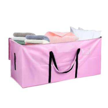 Imagem de Sacos de transporte extragrandes de 160 litros - Sacos de armazenamento resistentes com zíper e alças fortes, bolsa de embalagem rosa para mudança, armazenamento, viagem e acampamento, dormitório