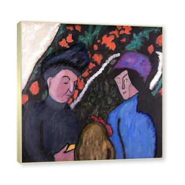 Imagem de NHLDZYH Moldura dourada champanhe. Impressões de artistas famosos, (no salão) por Gabriele Münter, pôster de reprodução de impressões em tela de paisagem para decoração de casa 40 x 40 cm-15,8 x 15,8