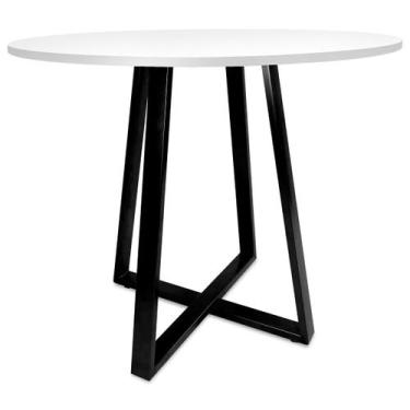 Imagem de Mesa De Jantar Para Cozinha Em aço Estilo Industrial Gizé Tampo Redond